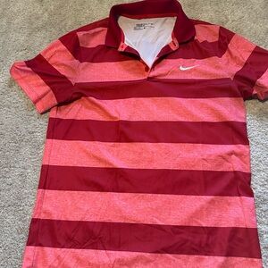 Nike Men's Red Striped Polo Shirt